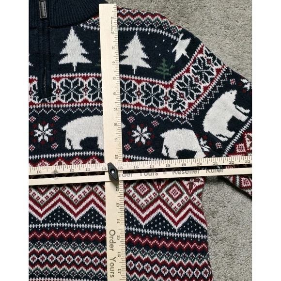 ASPEN Fair Isle Polar Bear Christmas Holiday 1/4 Zip Knit Sweater Size L - Picture 14 of 16
